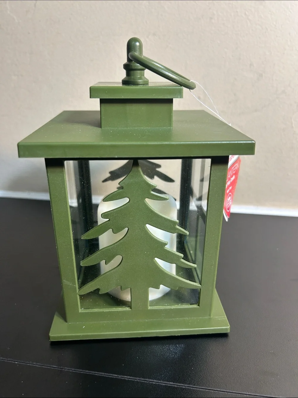 FabulousHome Sage Green LED Lantern with Flickering Candle